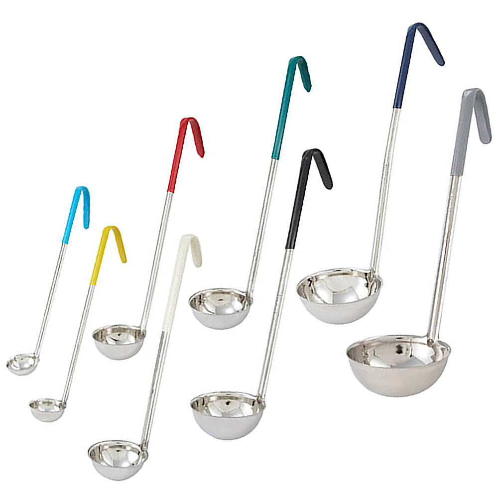 Winco One Piece Stainless Steel Ladles Color Coded Handles Ldc Paragon Food Equipment 8366