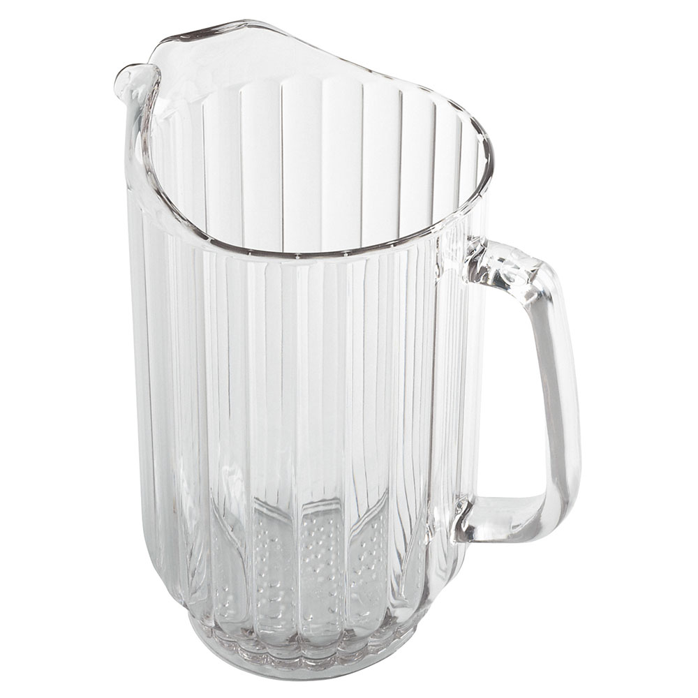 Choice 60 oz. Amber SAN Plastic Beverage Pitcher with 3 Spouts