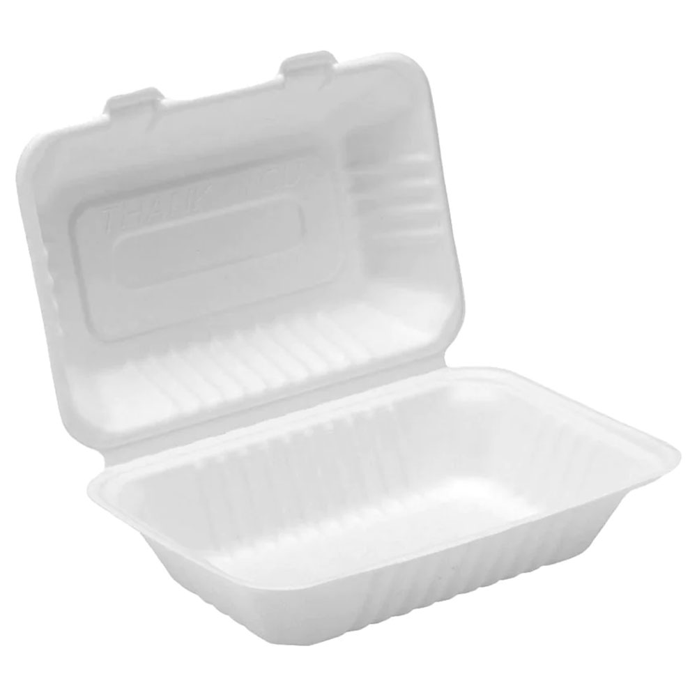 9x6x3 ECO BIODEGRADABLE COMPOSTABLE FIBER HINGED CONTAINERS 200CT